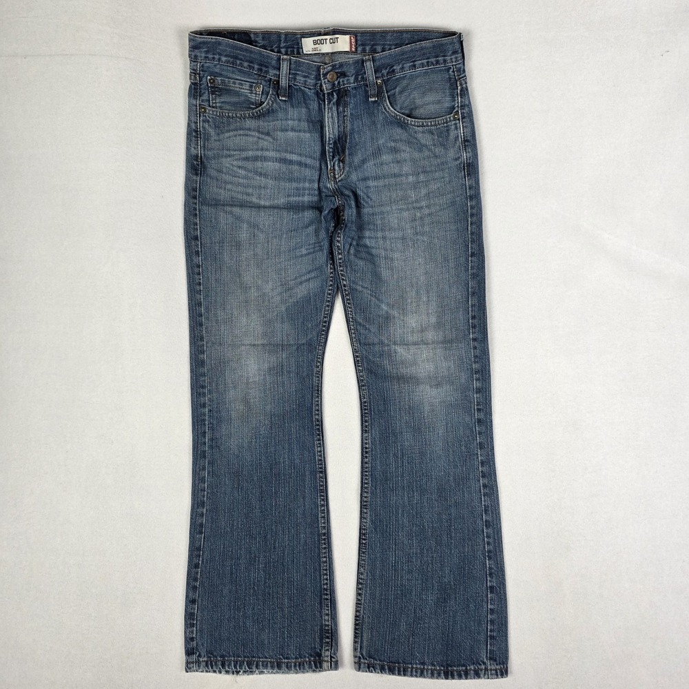 Vintage Y2k Levis 527 Boot Cut Jeans Mens 34x30 Blue Fade Whisker Cowboy Western